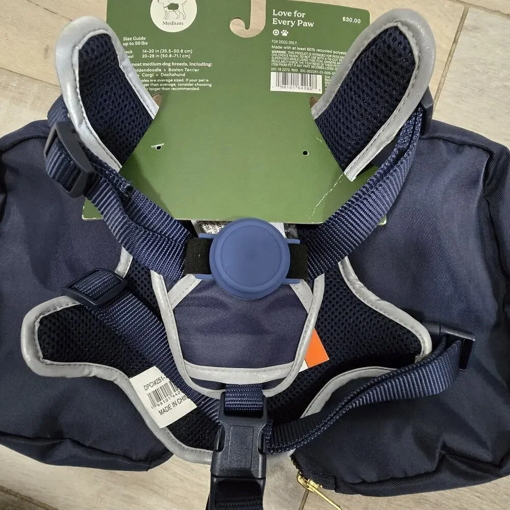 Dog Backpack Harness - Cuddle Collab with Baloo & Pan - M- Navy Blue